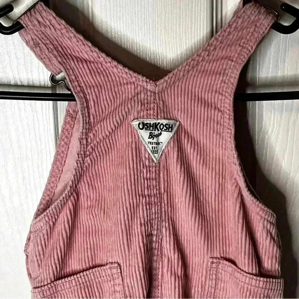 EUC Oshkosh BGosh Girls Light Pink Corduroy Overalls 12 M Buttons